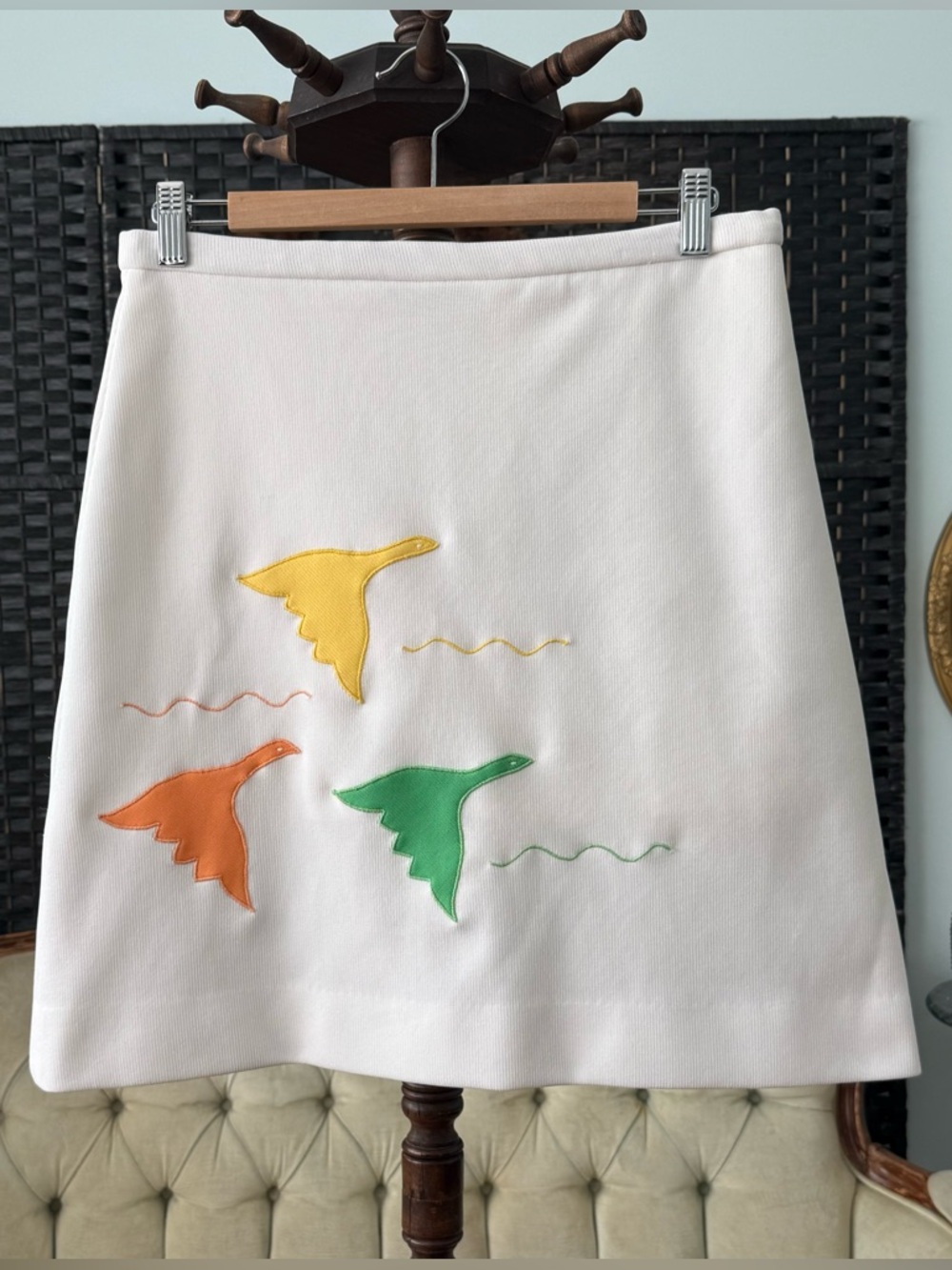 🪿 Rare Vintage Hadley Goose Appliqué Golf Skirt White Novelty Preppy Cottagecore